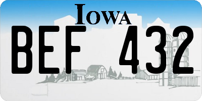 IA license plate BEF432