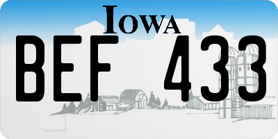 IA license plate BEF433