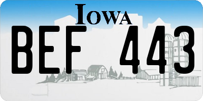 IA license plate BEF443