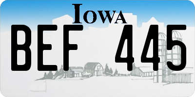 IA license plate BEF445