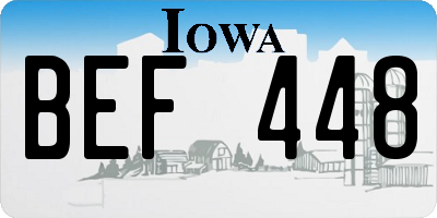 IA license plate BEF448