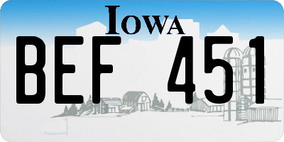 IA license plate BEF451