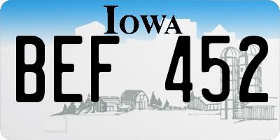 IA license plate BEF452