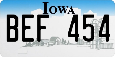 IA license plate BEF454