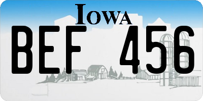 IA license plate BEF456