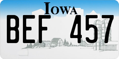 IA license plate BEF457