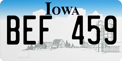 IA license plate BEF459