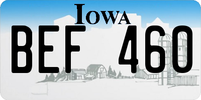 IA license plate BEF460