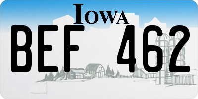 IA license plate BEF462