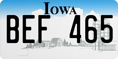 IA license plate BEF465