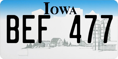 IA license plate BEF477