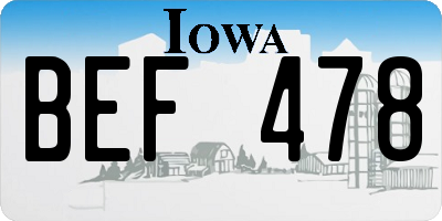 IA license plate BEF478