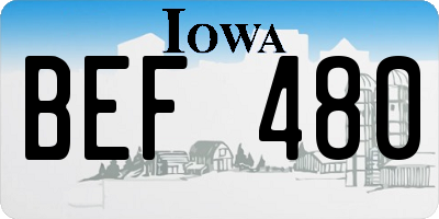 IA license plate BEF480