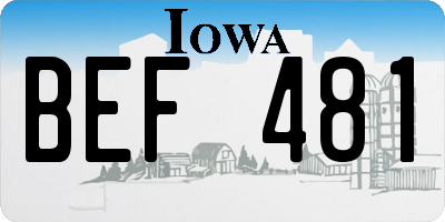 IA license plate BEF481