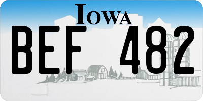 IA license plate BEF482