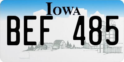 IA license plate BEF485