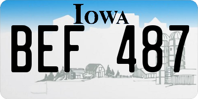 IA license plate BEF487
