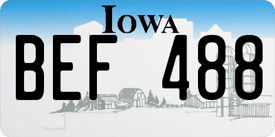 IA license plate BEF488