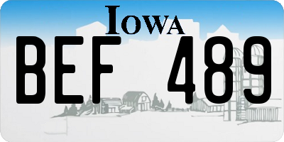 IA license plate BEF489
