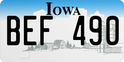 IA license plate BEF490