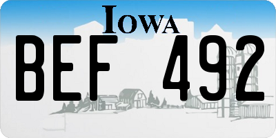 IA license plate BEF492