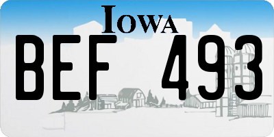 IA license plate BEF493