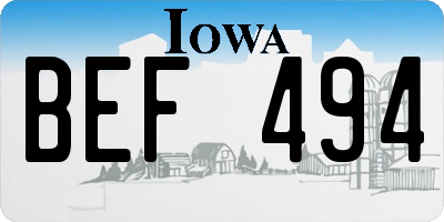 IA license plate BEF494