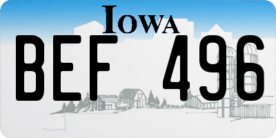 IA license plate BEF496