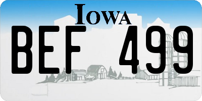IA license plate BEF499