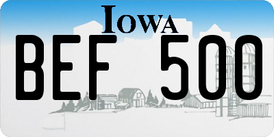 IA license plate BEF500