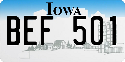 IA license plate BEF501