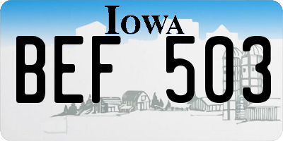 IA license plate BEF503