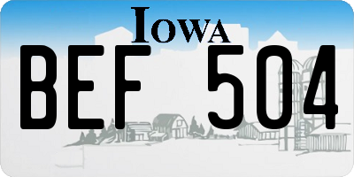 IA license plate BEF504