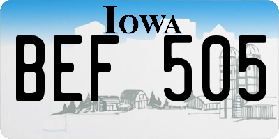 IA license plate BEF505