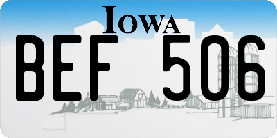 IA license plate BEF506
