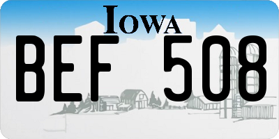 IA license plate BEF508