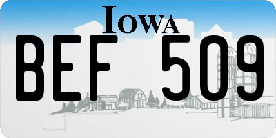 IA license plate BEF509
