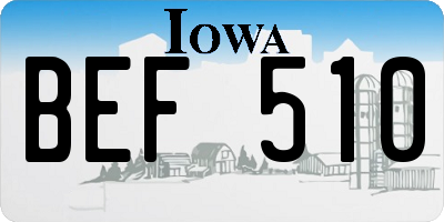 IA license plate BEF510