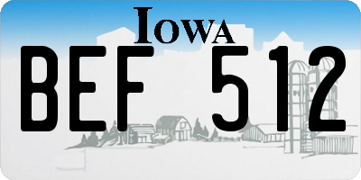IA license plate BEF512