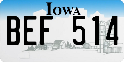 IA license plate BEF514