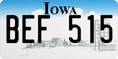 IA license plate BEF515