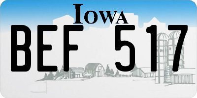 IA license plate BEF517