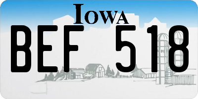 IA license plate BEF518