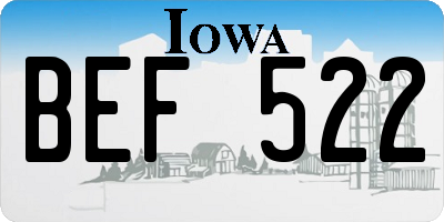 IA license plate BEF522