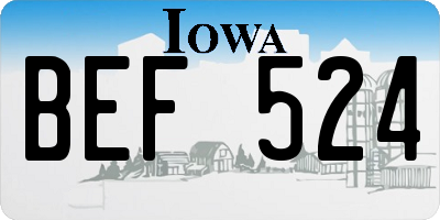 IA license plate BEF524