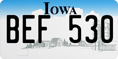 IA license plate BEF530