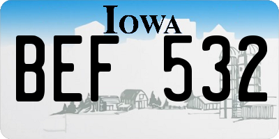 IA license plate BEF532
