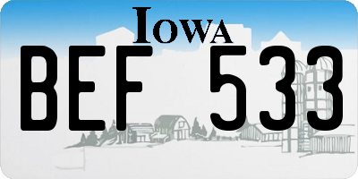 IA license plate BEF533