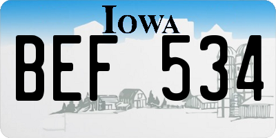 IA license plate BEF534