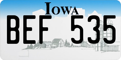 IA license plate BEF535